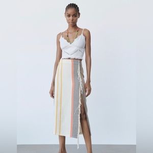 Zara - Striped skirt with Fringe in size Medium